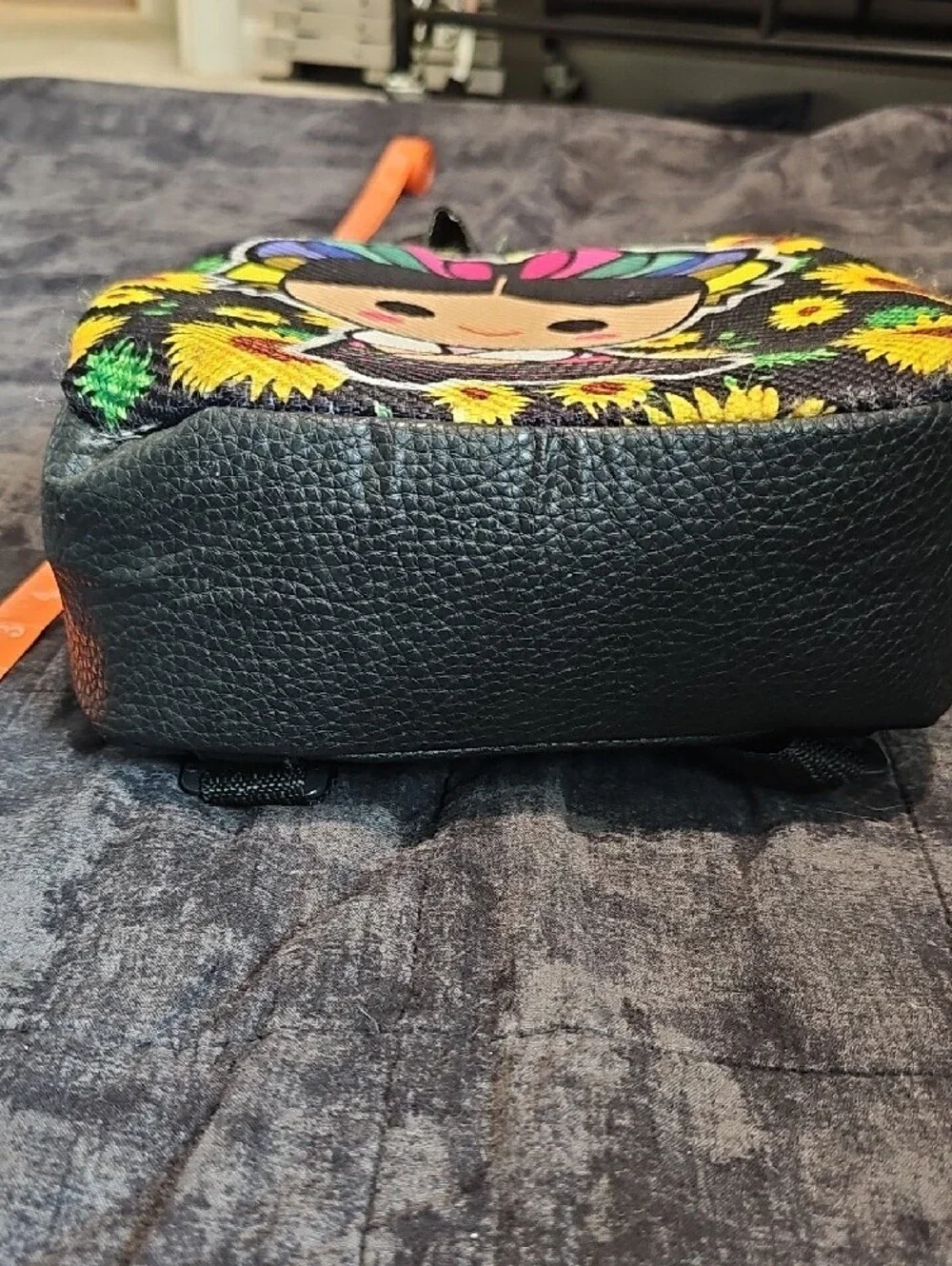 Cute Sunflower Doll Mini Backpack - Black with Multicolor